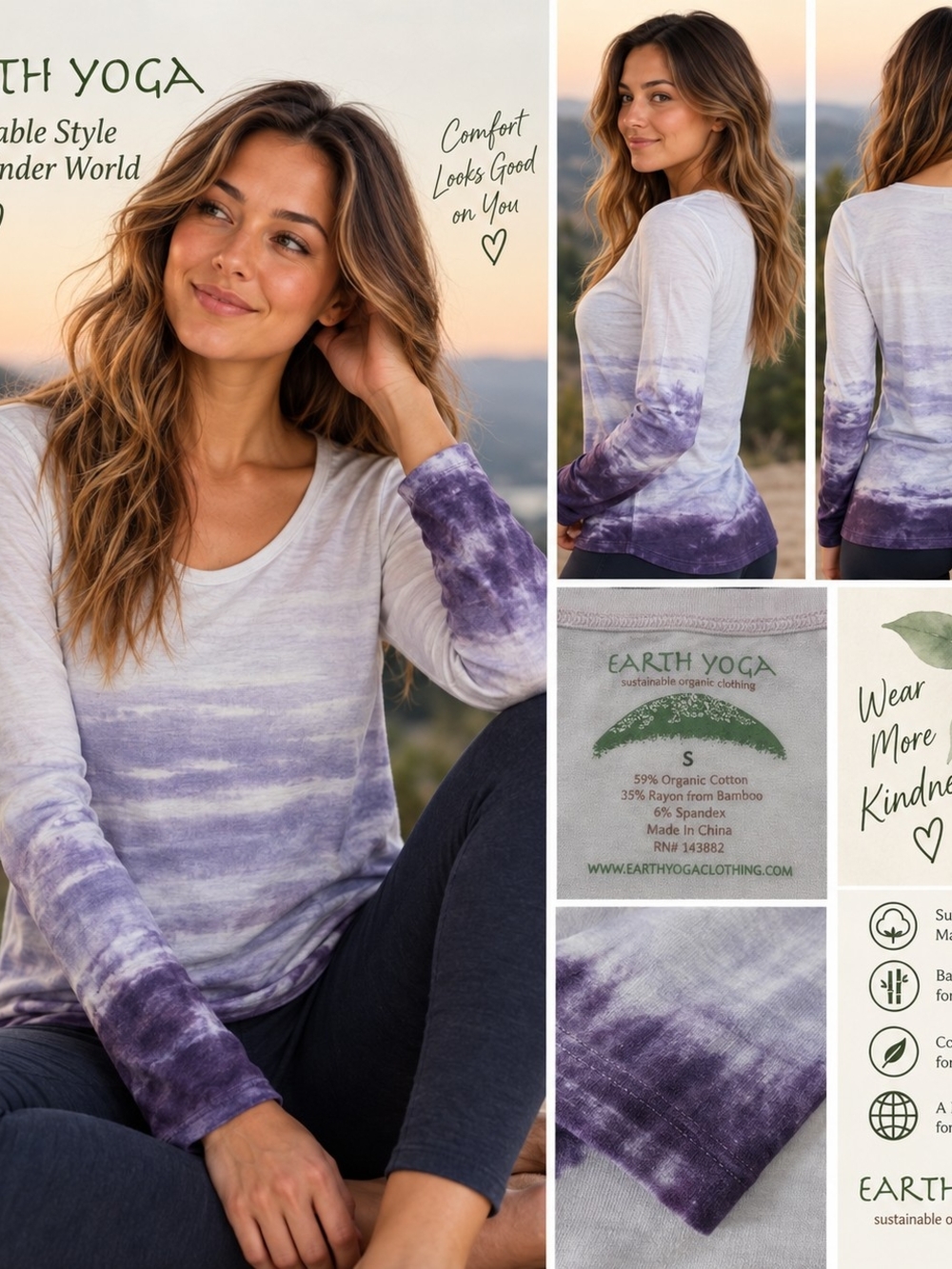 Earth Yoga Lavender Tie-Dye Long Sleeve Tee